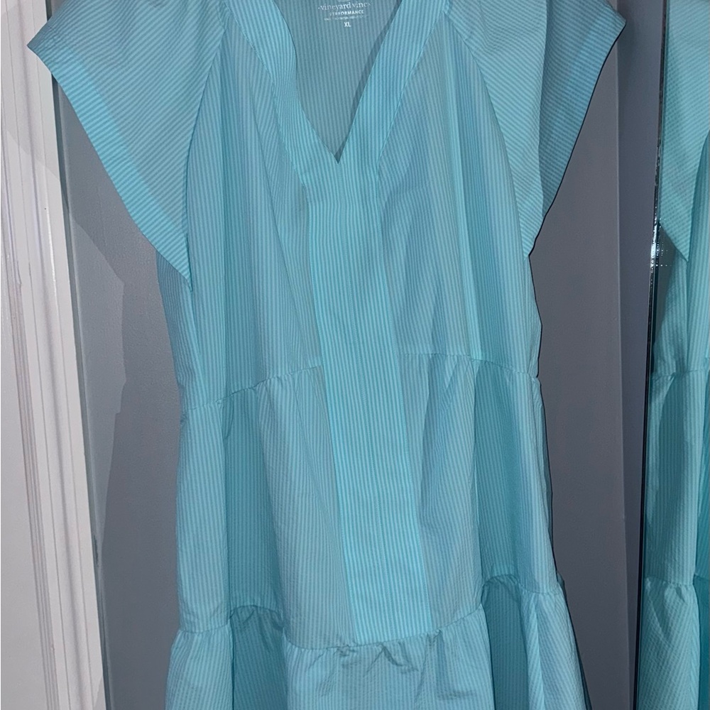 Vineyard Vines Sophie Harbor Tiered
Ruffle Seersucker Dress Size XL NWOT